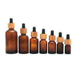 10ml 30ml 50ml Bamboo Cap brown Glass Dropper Bottle Liquid Reagent Pipette Bottles Eye Dropper Aromatherapy Essential Oils Perfum1395195