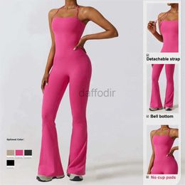 Active Pants Lu Yoga Lemon Algin Jumpsuit Stretch Gym Suit Fitness Bodysuit Flared Integrated Workout Bell Bottom Leggings Sportswear LL gym clothe 2438