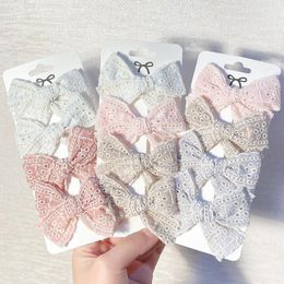 Hair Accessories 4Pcs/Set Sweet Lace Bows Clips For Cute Girls Child Handmade Bowknot Hairpins Barrettes Headwear Kids Gift