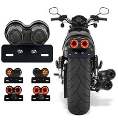 Motorcycle Tail Light Integrated Running Lamp BrakeTurn Signal Lights with Plate Bracket for Harly Moto Street Bike3447002