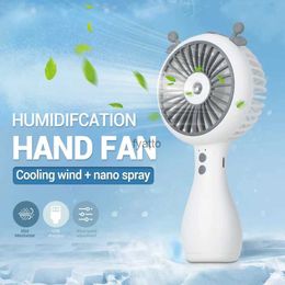 Electric Fans Water Mist Portable Handheld Fan 3-speed USB Desktop Summer Cooling Air Conditioning Camping Travel PicnicH240308