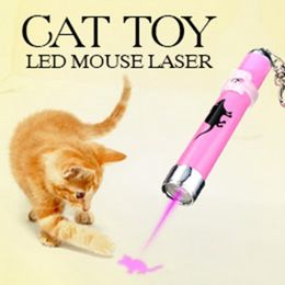 Pets Laser Toys Portable Creative and Funny Pet Cat Toys LED Laser Pointer light Pen With Bright Animation Mouse Shadow Random3098670