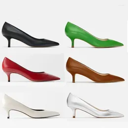 Dress Shoes Size 33-41 Summer Professional Work Pu Leather 5cm High Heels Stiletto Women's