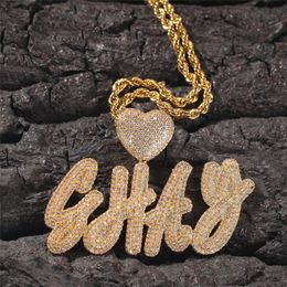 A-Z Custom Name Necklaces Women Gifts Personalised Nameplates Iced Out Zircon Full Diamond Necklace Pendant Hip Hop Jewelry304M