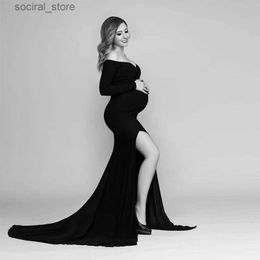 Maternity Dresses New Off Shoulder Long Sleeve Maternity Dresses Fitted Sheath Pregnancy Dress Photo Shoot Vestidos De Fiesta De Noche L240308