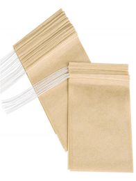 100 Pcslot Paper Tea Philtre Bags Coffee Tools with Drawstring Unbleached Papers Strainers for Loose Leaf1307191