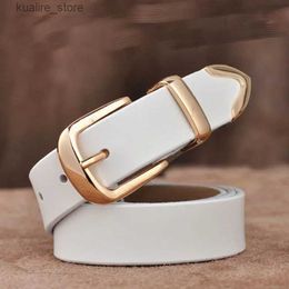 Belts 2024 New Womens Strap Casual All Match Women Brief Genuine Leather Belt Women Strap Pure Colour Belts Top Quality Jeans Belt L27 L240308