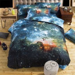 Whole- 2016 New 4 3pcs Galaxy 3D Bedding Sets Universe Outer Space Duvet cover Bed Sheet Fitted Bed Sheet pill233K