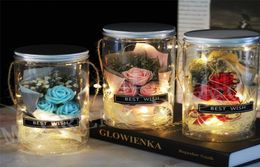 Handmade LED Soap Flower Wish Bottles Dried Flowers For Valentines Day Gift Artificial Flower Wedding Decoration Mothers Day Surpr3070313