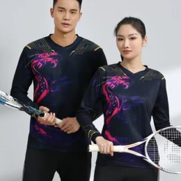 T-Shirt Long Sleeve Tennis Shirt Badminton Men Women Pingpong China Dragon Jerseys Gym Clothes Men Training Sport Tee