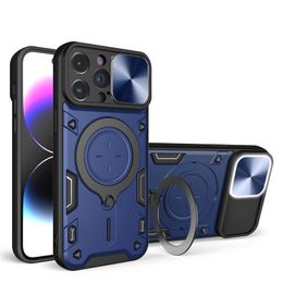 Slide Camera Lens Case For iPhone 11 12 13 14 15 Plus 14 Pro Max Military Grade Bumpers Armor Ring fall shock protection Cover 1PC