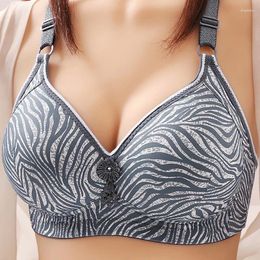 Bras In Women's Underwear Large Size No Steel Ring Thin Mould Cup Three Rows Of Buckle Camouflage Brassiere Push Up Sexy Sujetador