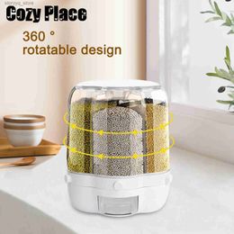 Food Jars Canisters Cereal Storage Container Kitchen 6-Slot Rice Dispenser Rotating Food Barrel Sealed Rice Tank Grain Box Large Dry Grain Storage L240308