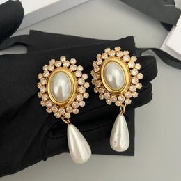 Stud Earrings Europe And The United States Fashion Matching Flower Drops Pearl