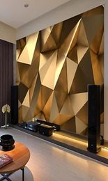 Modern Creative Mural Wallpaper 3D Stereo Golden Geometry Art Wall Cloth Living Room TV Sofa Backdrop Wall Covering Home Decor5355602