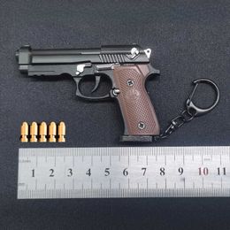 Gun Toys 1 3 Beretta M92A1 Model Shell Toy Alloy Gun Detachable Mini Gun Keychain Pendant Birthday Gift For Adult Children 240307