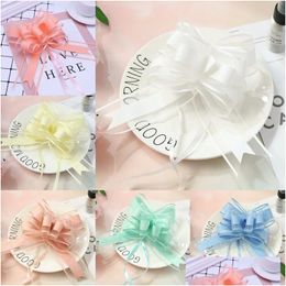 Party Decoration 100Pcs Large Size 50Mm White Solid Color Pl Bow Gift Packing Flower Bowknot Party Wedding Car Decoration Y201006 Drop Dhna9