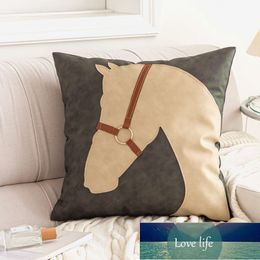 Pillow Case American Entry Lux Style Horse Head Pillow Cover Imitation Leather Sofa Cushion Model Room Cushions Car Cushion without Pillow Core
