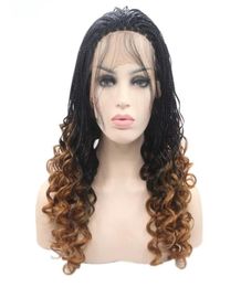 High quality ombre brown Hair short curly braids wig 16quot africa women style box braid wig full Synthetic Lace Front Wigs with8999103
