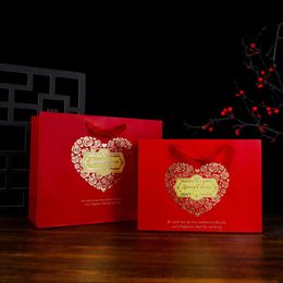 cross border hot selling hot stamping rose love paper bag, large wedding handbag, wedding candy packaging, portable gift box