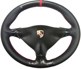 5D Carbon Fibre Black Perforation Leather Steering Wheel Red Stitch on Wrap Cover Fit For Porsche 911 986 996 Boxster S 98042081498