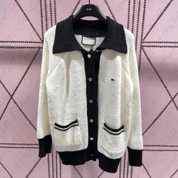 Women Cardigan White Knitted Sweater Women Jacket Coat Top Mid-Length Coat