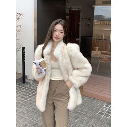 2023 New Celebrity Winter Women's Environmental Protection Artificial Fox Fur Plush Warm Haining Coat Thick 520625