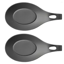Dinnerware Sets 2 Pcs Silicone Spoon Mat Soup Ladle Stand Holder Storage Rack Silica Gel Utensils