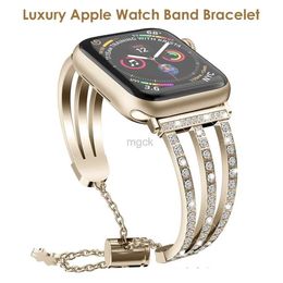 Bands Watch Luxury Bling Bracelet for Watch Band Ultra 8 7 6 se Fashion Stainless Steel Cuff Jewellery Watchband iWatch Bands Woman 240308