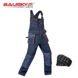 Capris Bauskydd Women & Men's Male Cargo Workwear Overall Bib Pants Suspender Trousers with Braces Overall with Knee Pads