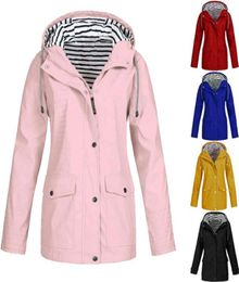 Fashion Women Raincoat Long Hooded Rainwear Sunsn Waterproof Outdoor Trench Coat Jacket Hiking Rain Coat#g35755658