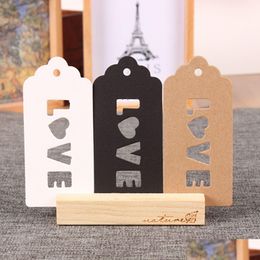 Gift Cards 4.7X10Cm 1.9X3.9 Kraft Paper Label Wedding Party Gift Greetings Card Swing Tags Scalloped Head With Love Hollow Out Price H Dhqkh