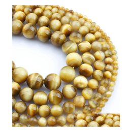 Stone Selling Natural Yellow Tiger Eye Stone Loose Beads Red Golden Semi-Finished Products Diy Jewellery Making Drop Delivery Jewellery L Dhaz9