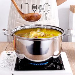 Stainless Steel Soup Pot Household Cooking Small Saucepan Multifunctional Stock Milk Boiling Water Kitchen Cover Stockpot 240304