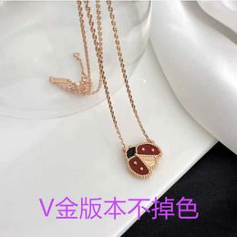 Designer Necklace VanCF Necklace Luxury Diamond Agate 18k Gold new four leaf clover ladybug necklace plated with rose gold bracelet light luxury chain