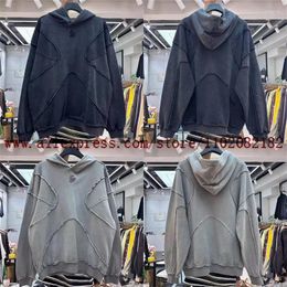 Men's Hoodies Oversize Patchwork Hoodie Men Women Quality Heavy Fabric Sweatshirts Embroidered Pullovers Top