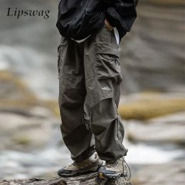 Pants Outdoor Cargo Pants Men Quickdry Waterproof Multi Pockets Trousers Mens Fashion Loose Drawstring Straight Pants Autumn Man Pant