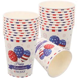 Disposable Cups Straws 48 Pcs American Flag Paper Cup Patriotic Flatware Independence Day Tableware