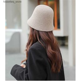 Wide Brim Hats Bucket Hats Solid Colour Cloche Hat Women Fisherman C Basin C Bucket Hat Felt Foldable Panama Hat for Winter Daily Wear Morning Workout L240305