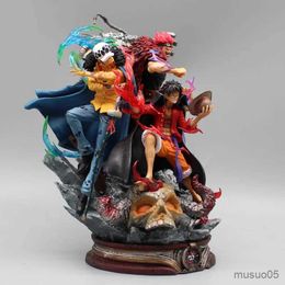 Action Toy Figures 22cm One Piece Figurine Three Captain Anime Figure Kid L Luffy Action Pvc Model Statue Doll Collection Decoration Toys Gifts