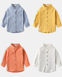 Childrens Long Sleeve Shirts 2020 Spring Autumn Boys Stand Collar Solid Colour Shirts Boys Casual Fashion Tops Classic Style Kids C3388124