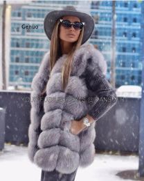 Fur Women's Jacket Fur Coat Faux Fox Fur Vest for Women Winter Plush Fur Vests Thick Warm Luxury Female Warm Fluffy Fox Fur Outwear