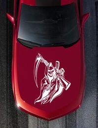 Zombie Harvester Skull Car Hood Sticker Car Truck Wall Vinyl Sticker Grim Reaper Skull Decal Machine Gun339S8171433