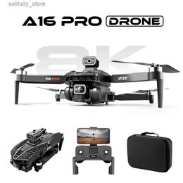 Drones A16 PRO Drone 4K Profesional G FPV Dual HD Camera Drones With Brushless Motor 5G WiFi RC Quadcopter Toys VS SG108 Pro KF102 Q240308