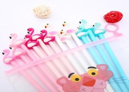 Gel Pens 12Pcspack Japanese Cartoon Cute Kawaii Flamingo Ink Pen Novelty Cool Fancy School Stationery Pencil Case Bag Thing Mater9826247