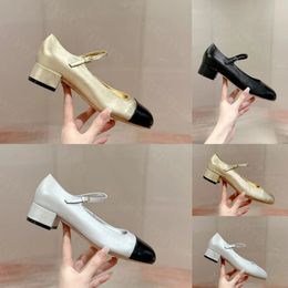 Designer Low Heels Women's Shoes Gold and Silver Lambskin Princess Shoes Ballet Flats Professional Shoes Party Shoes Dress Shoes Adjustable buckle