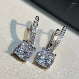 Stud Earrings High Quality 925 Sterling Silver Sugar Cube Zircon Ear Studs For Women Luxury Fine Jewelry