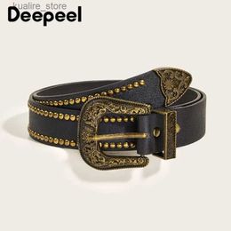 Belts Deepeel 3.3*cm Women Faux Leather Belts Goth Punk Style Pin Buckle Decorative Jeans Waistband Corset Luxury Belt L240308