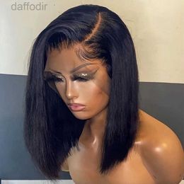 Synthetic Wigs Bob Wig Lace Front Brazilian Human Hair Wigs For Black Women Pre Plucked Short Natural 13x4 Synthetic Straight HD Full Frontal Closure Wig 240308