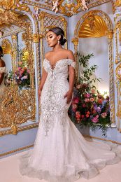 Árabe aso ebi rendas sereia vestidos de casamento 2024 luxo glitter contas de cristal diamante longo traintulle sexy noiva vestido de noiva feito sob encomenda